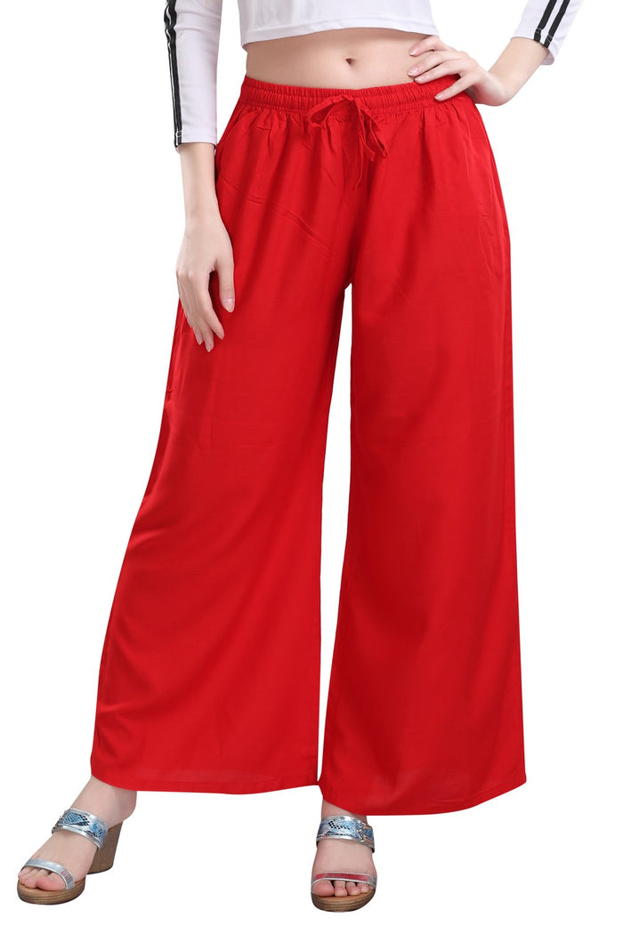 TRASA Ultra Soft Palazzo For Women's and Girls - Red