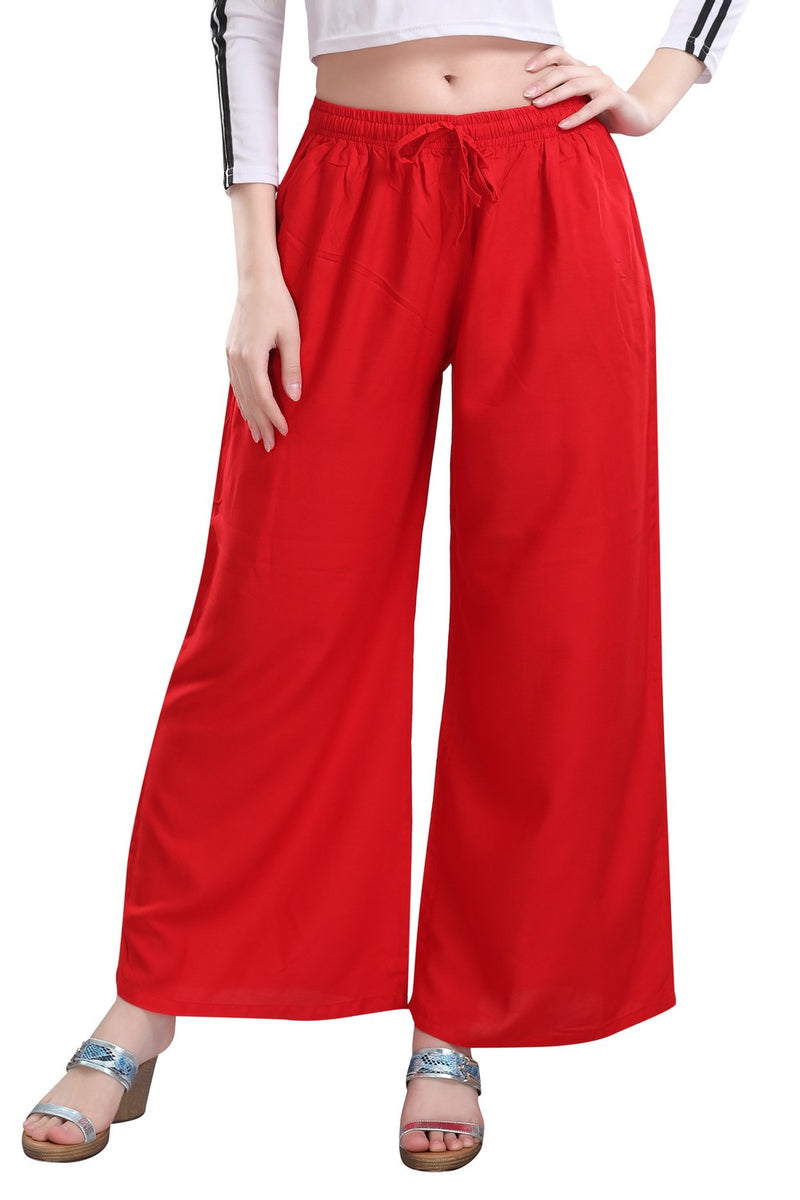 TRASA Ultra Soft Palazzo For Women's and Girls - Red