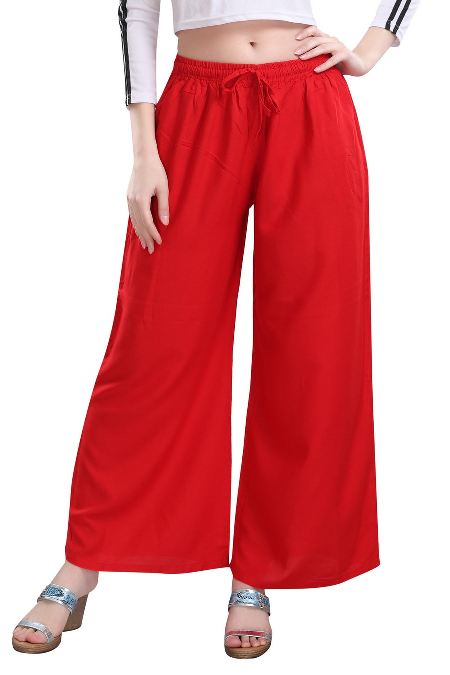 TRASA Ultra Soft Palazzo For Women's and Girls - Red