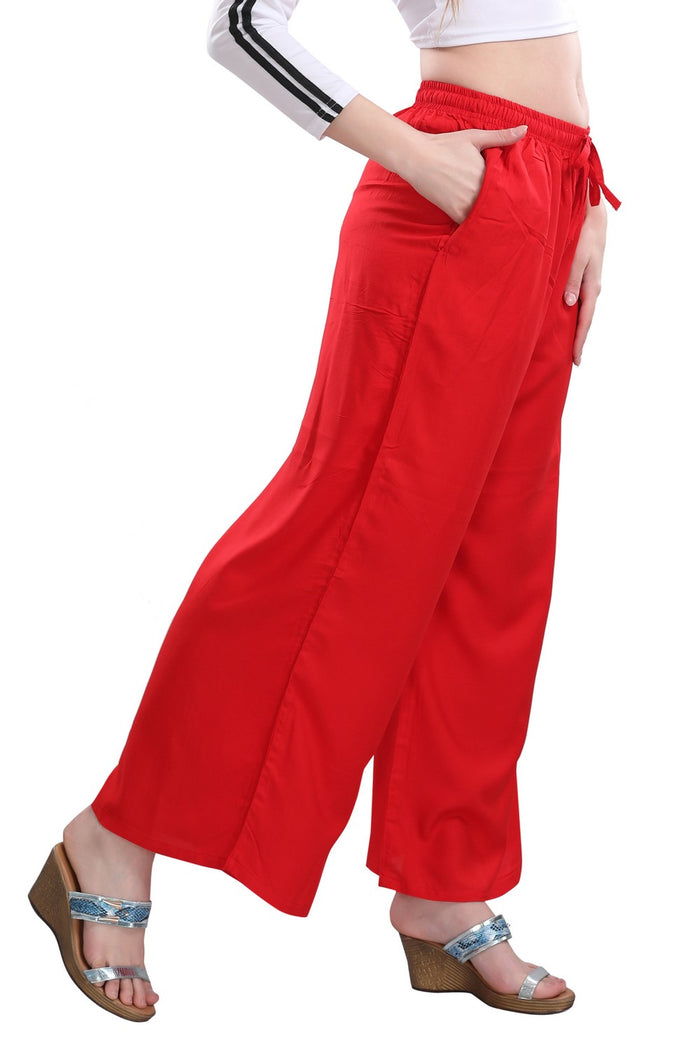 TRASA Ultra Soft Palazzo For Women's and Girls - Red