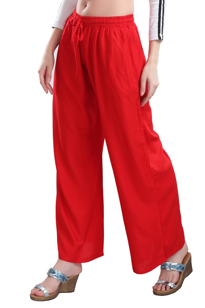 TRASA Ultra Soft Palazzo For Women's and Girls - Red