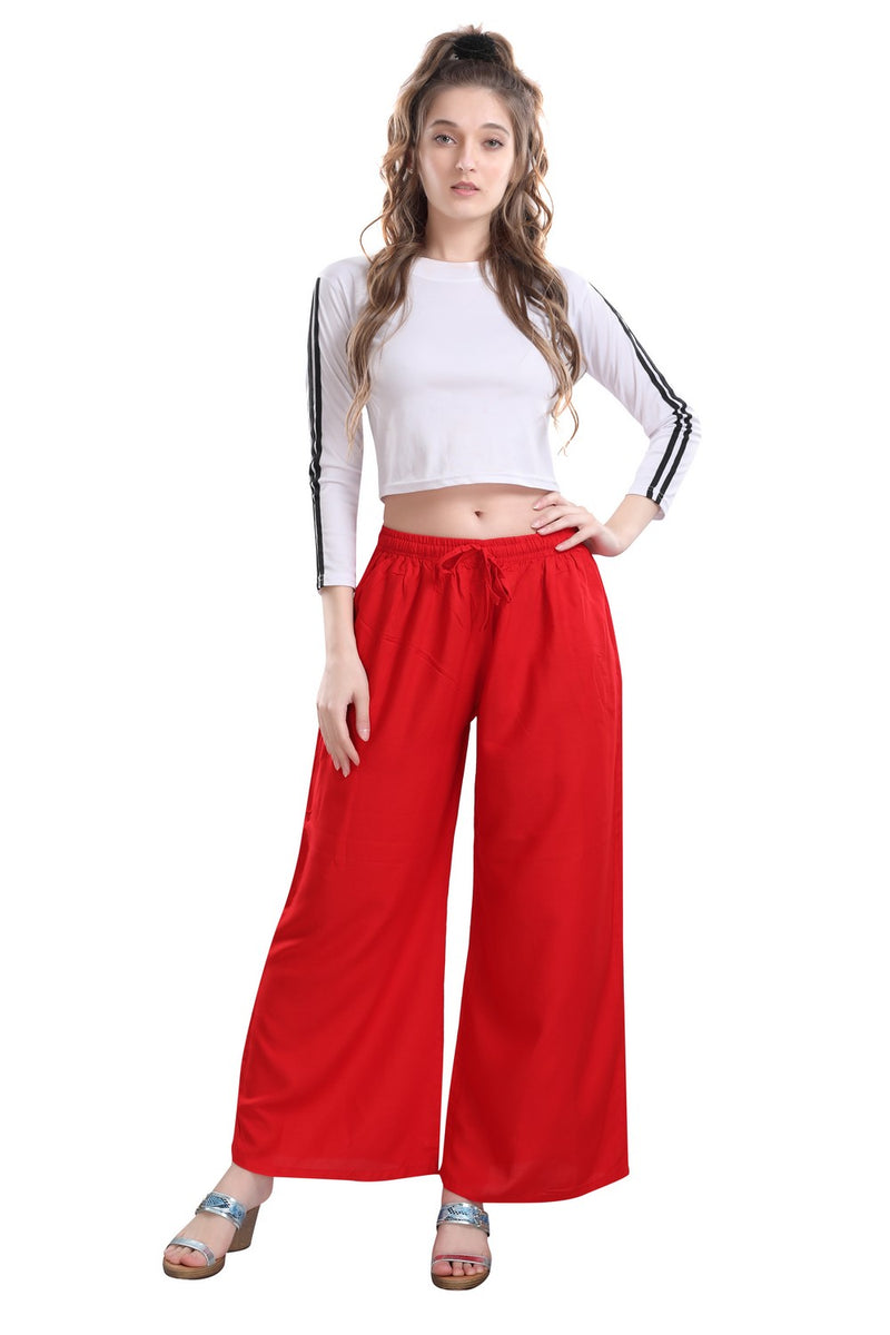 TRASA Ultra Soft Palazzo For Women's and Girls - Red