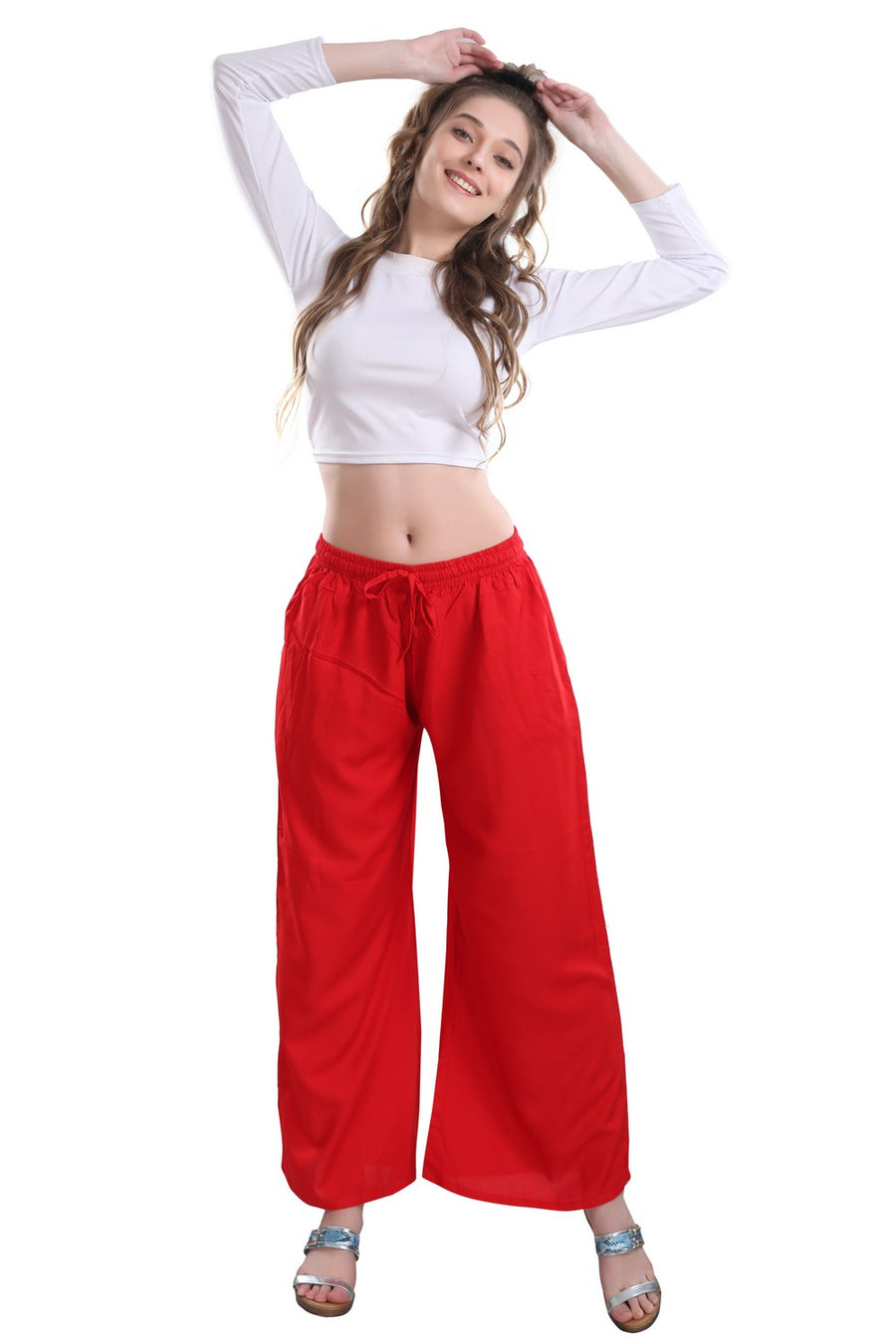 TRASA Ultra Soft Palazzo For Women's and Girls - Red