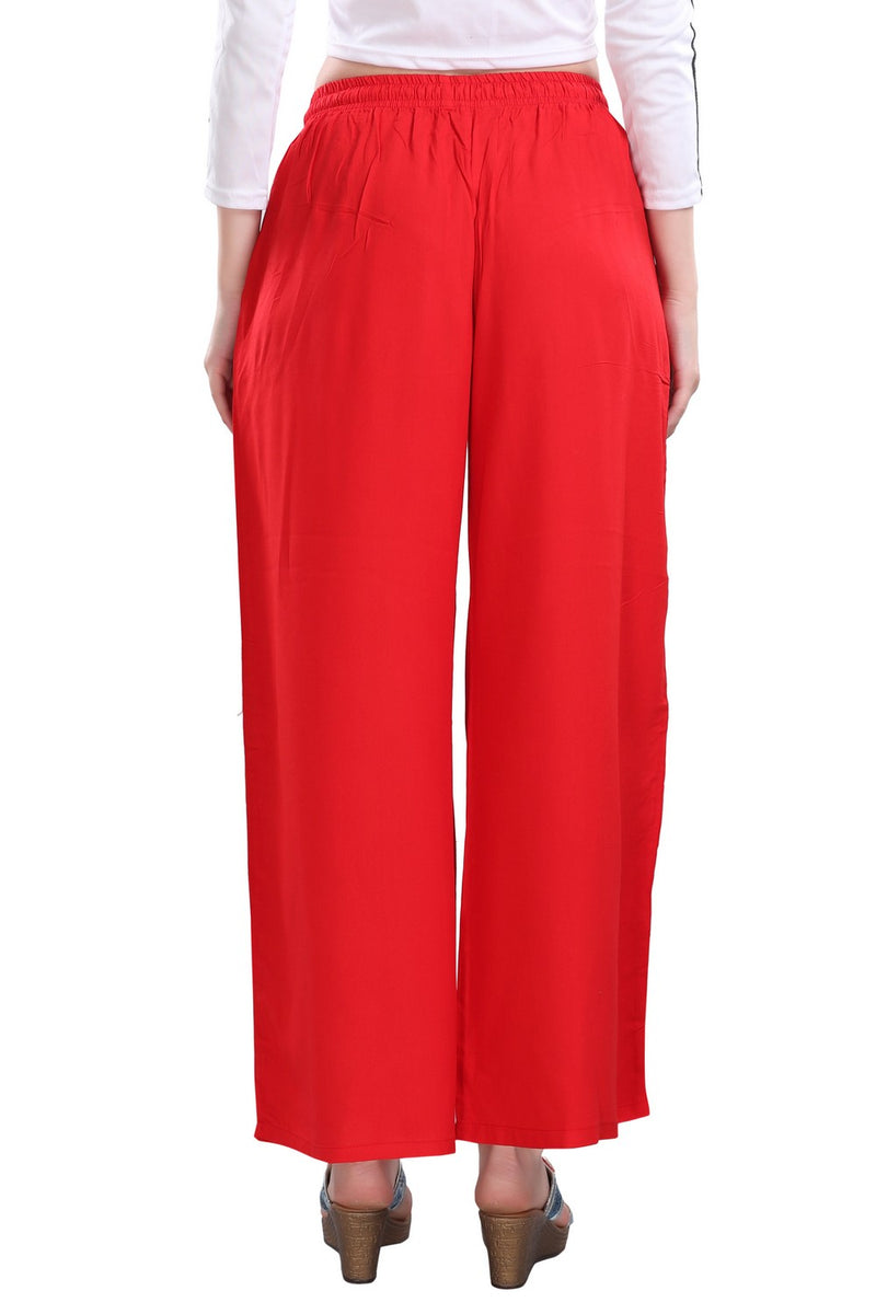 TRASA Ultra Soft Palazzo For Women's and Girls - Red