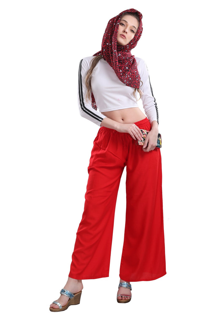 TRASA Ultra Soft Palazzo For Women's and Girls - Red