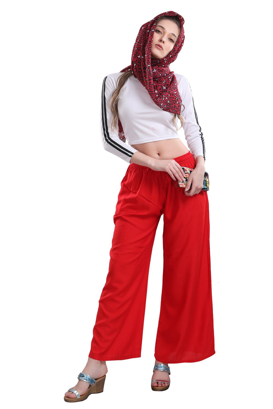 TRASA Ultra Soft Palazzo For Women's and Girls - Red