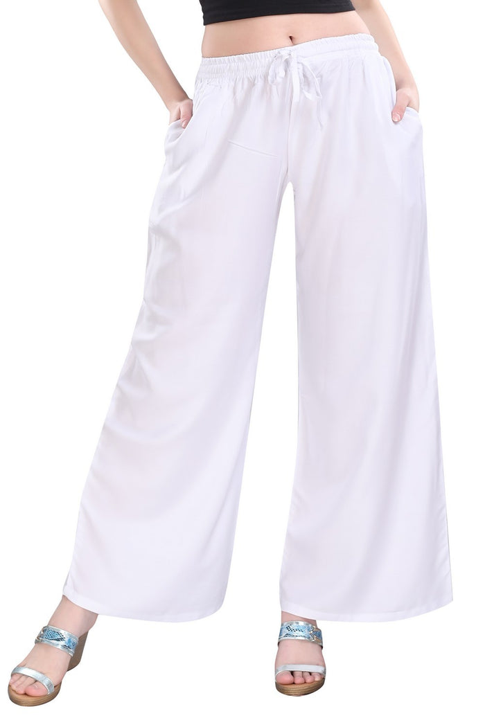 TRASA Ultra Soft Palazzo For Women's and Girls - White