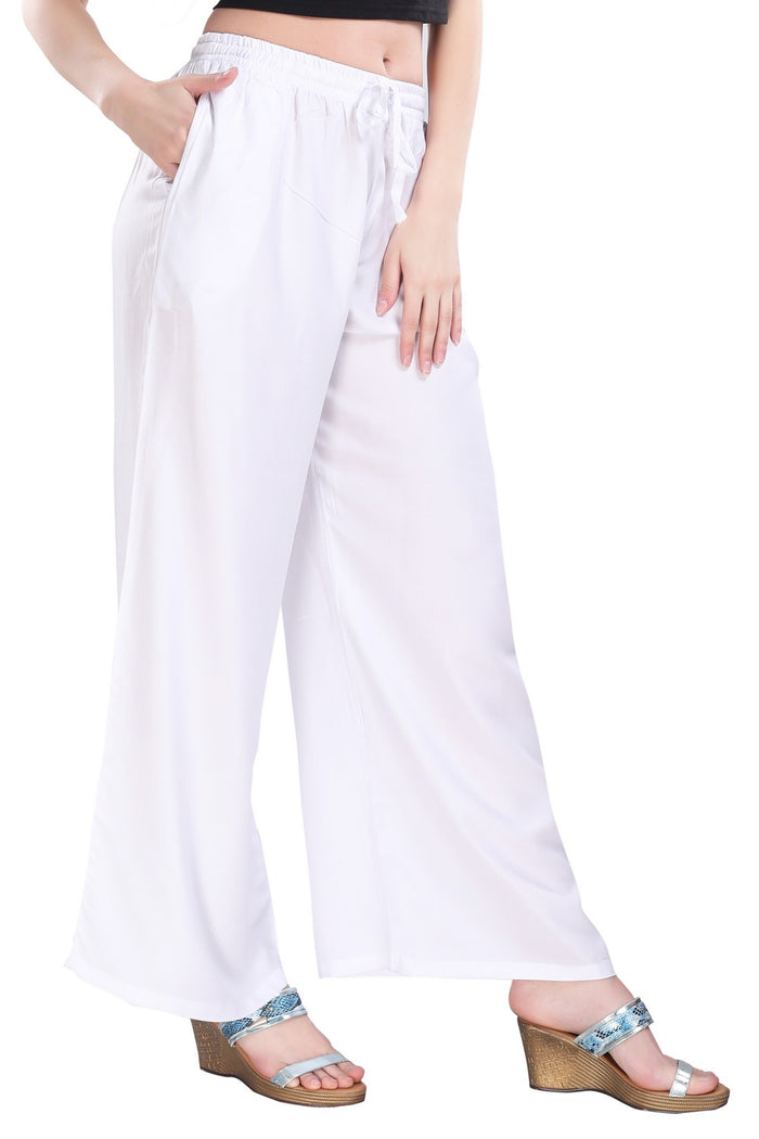 TRASA Ultra Soft Palazzo For Women's and Girls - White
