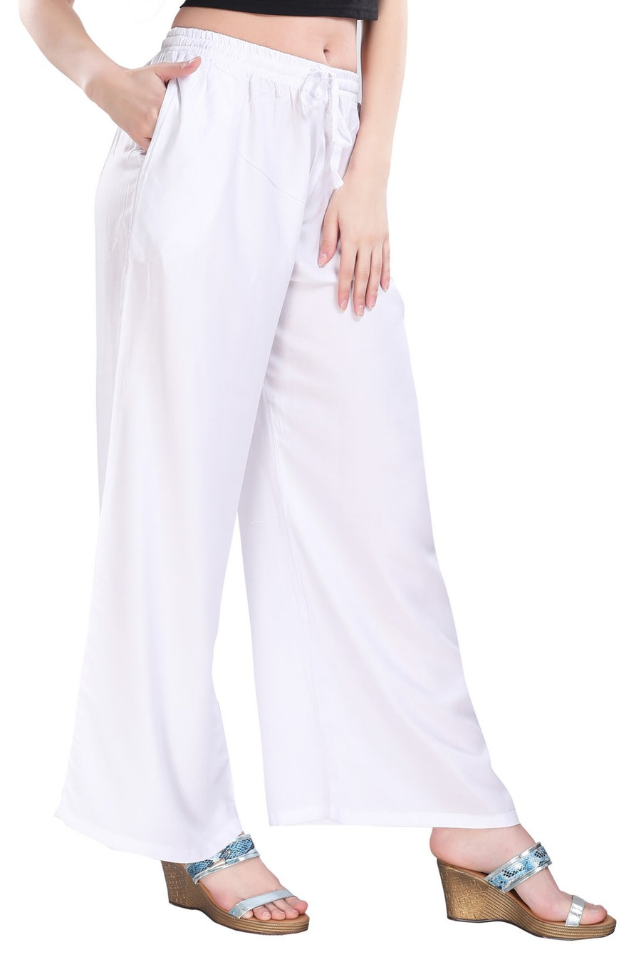 TRASA Ultra Soft Palazzo For Women's and Girls - White