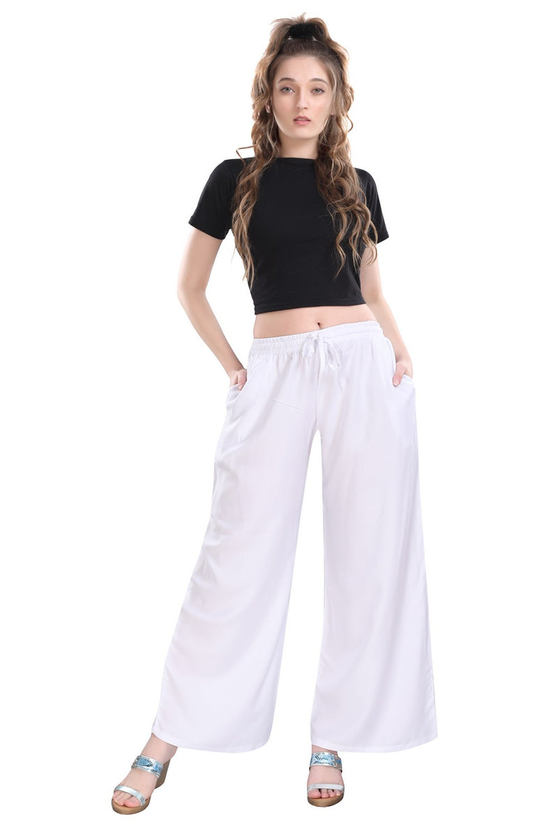 TRASA Ultra Soft Palazzo For Women's and Girls - White