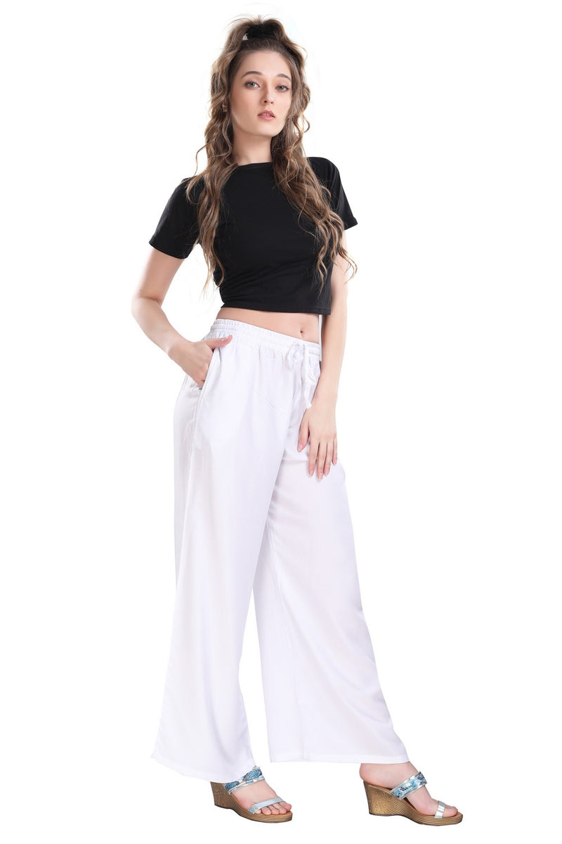 TRASA Ultra Soft Palazzo For Women's and Girls - White