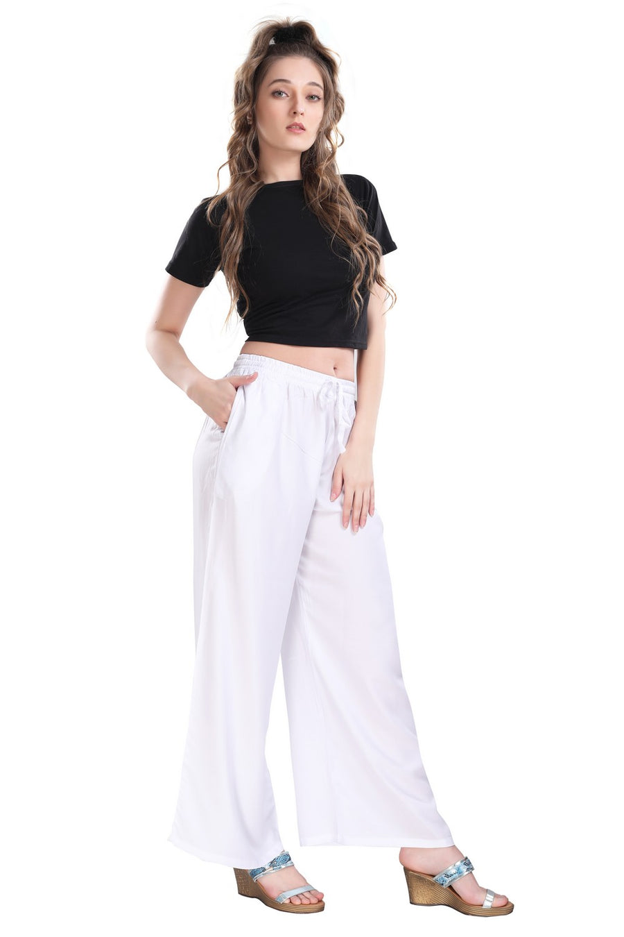 TRASA Ultra Soft Palazzo For Women's and Girls - White