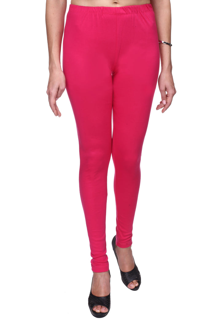 TRASA Women's Cotton Slim Fit Churidar Leggings - Pink