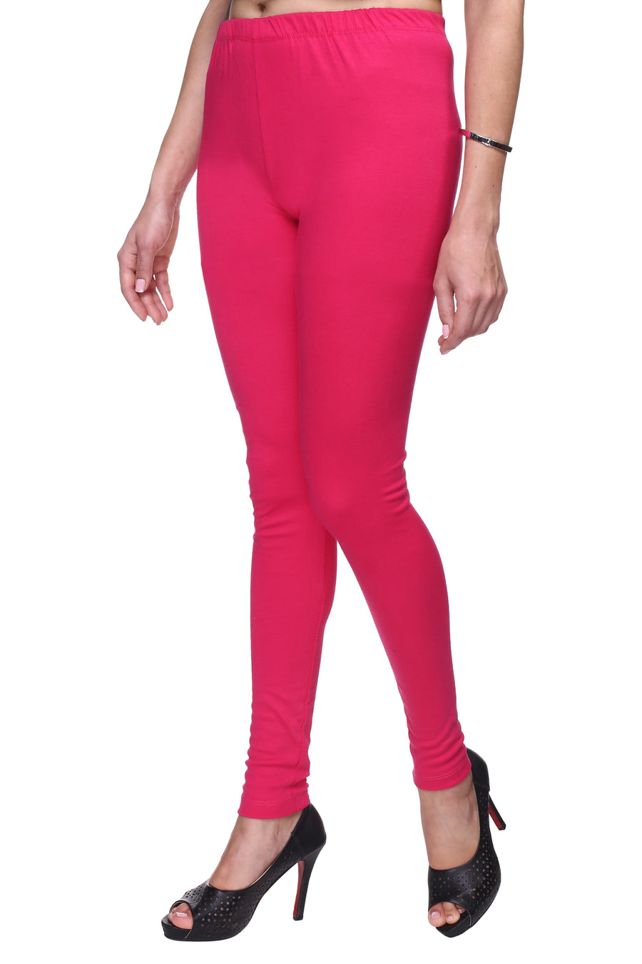 TRASA Women's Cotton Slim Fit Churidar Leggings - Pink