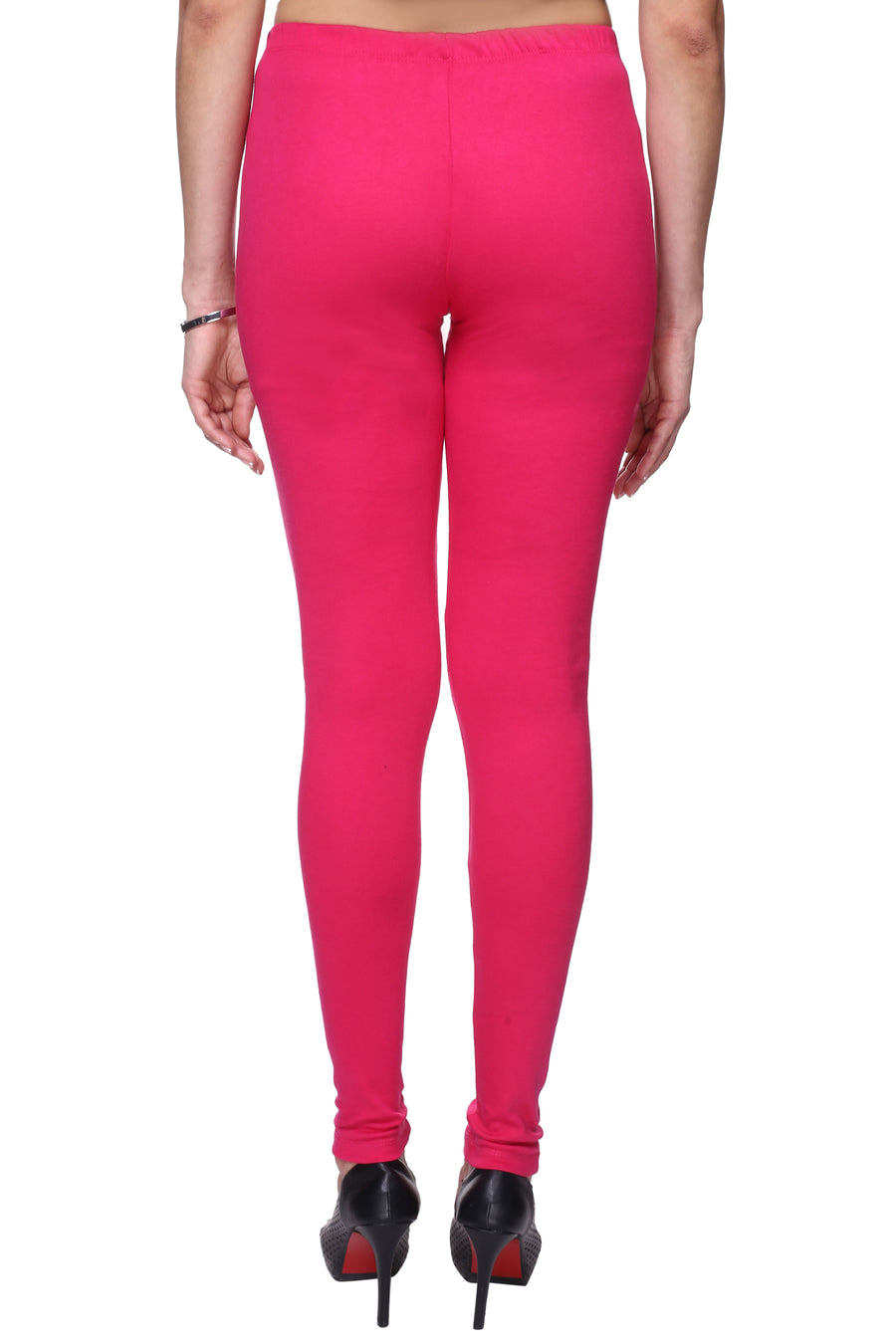 TRASA Women's Cotton Slim Fit Churidar Leggings - Pink