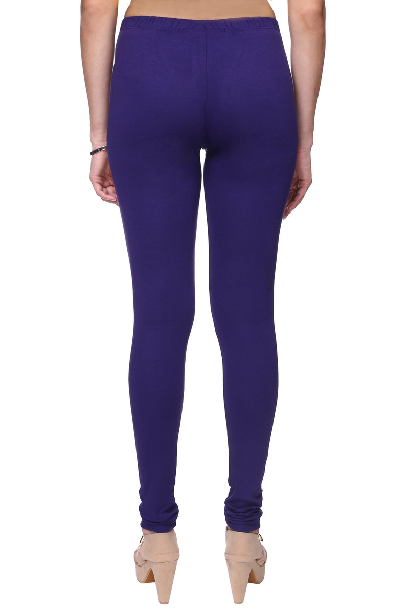 TRASA Women's Cotton Slim Fit Churidar Leggings - Purple