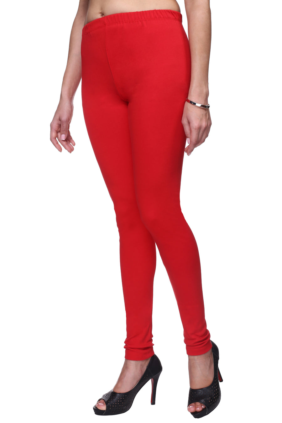 TRASA Women's Cotton Slim Fit Churidar Leggings - Red