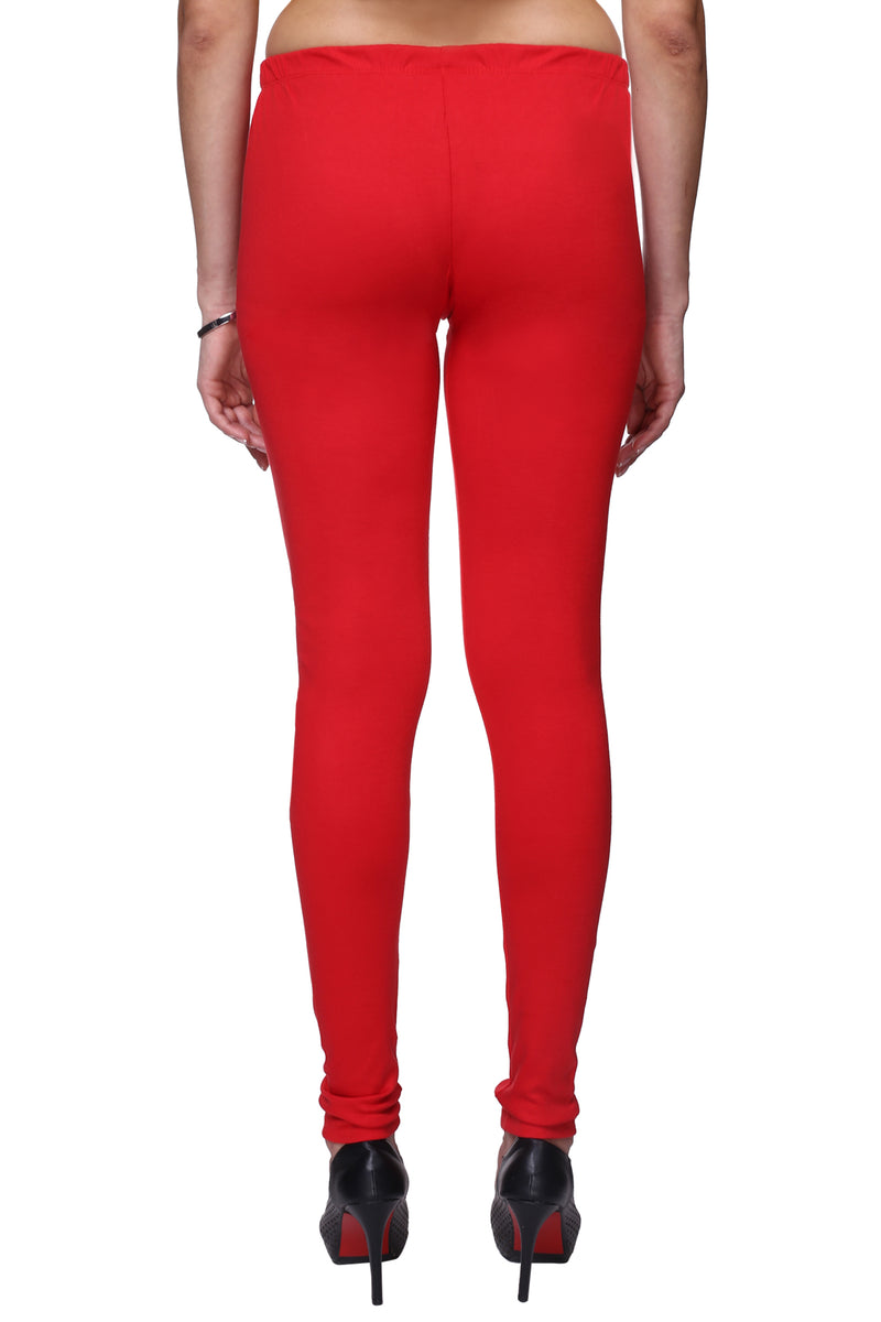 TRASA Women's Cotton Slim Fit Churidar Leggings - Red