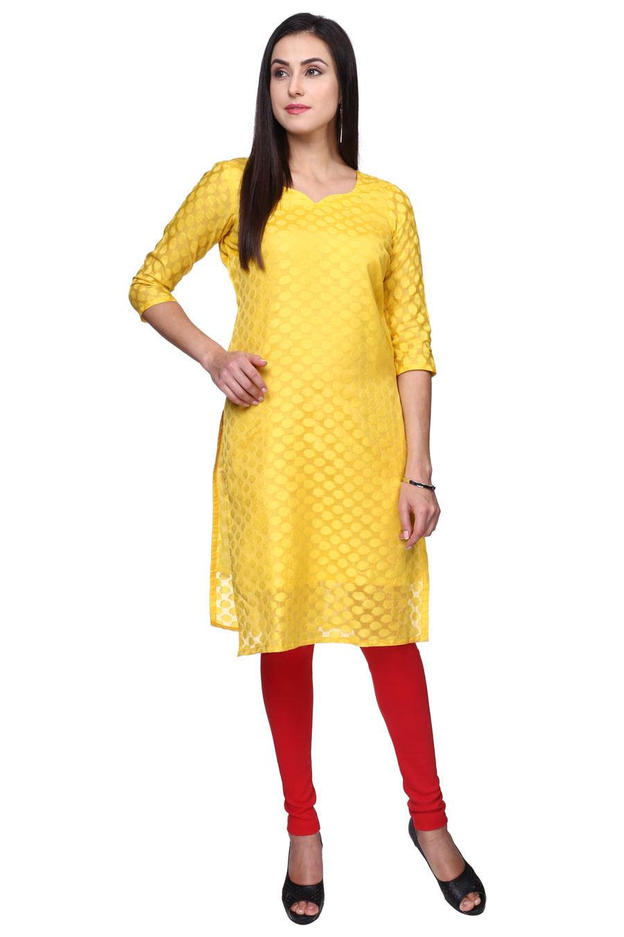 TRASA Women's Cotton Slim Fit Churidar Leggings - Red