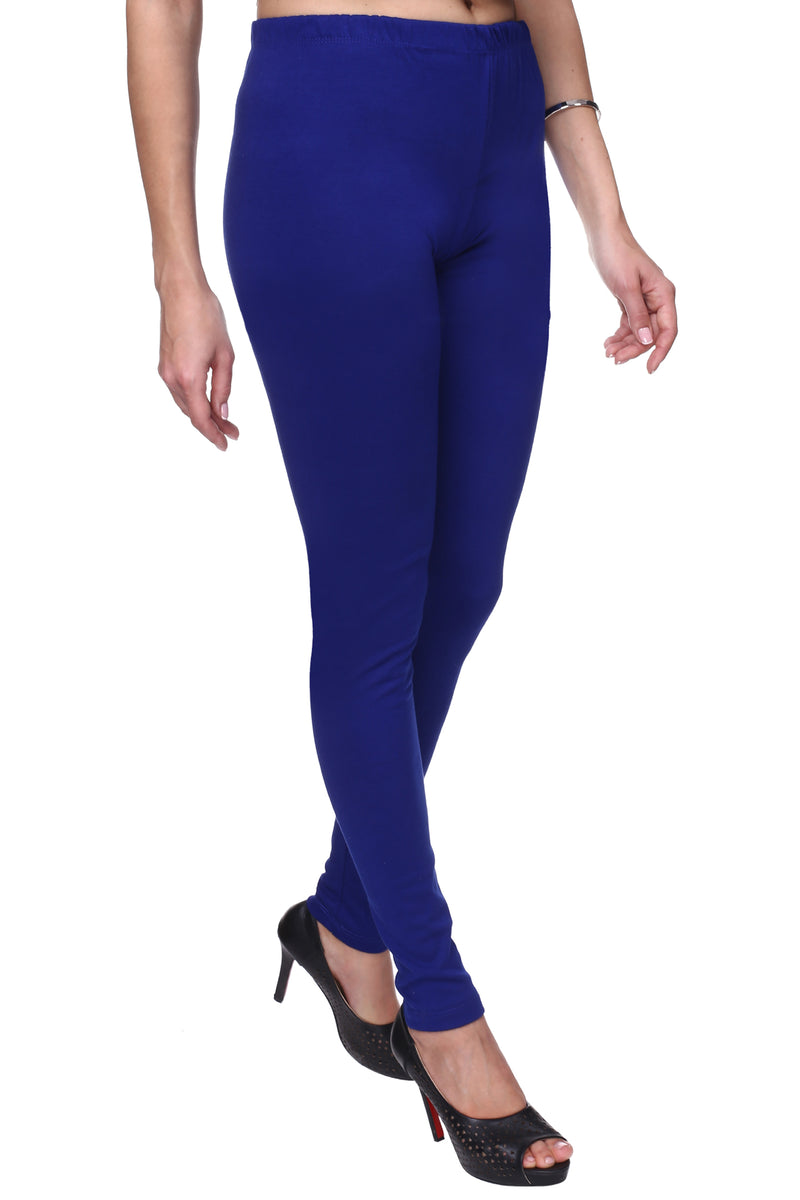 TRASA Women's Cotton Churidar Leggings Royal Blue