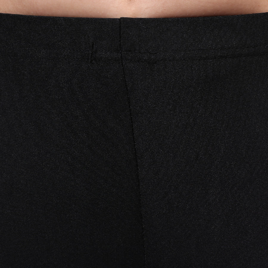 Trasa Women's / Girls Ankle Length Black Shiny Leggings - Black