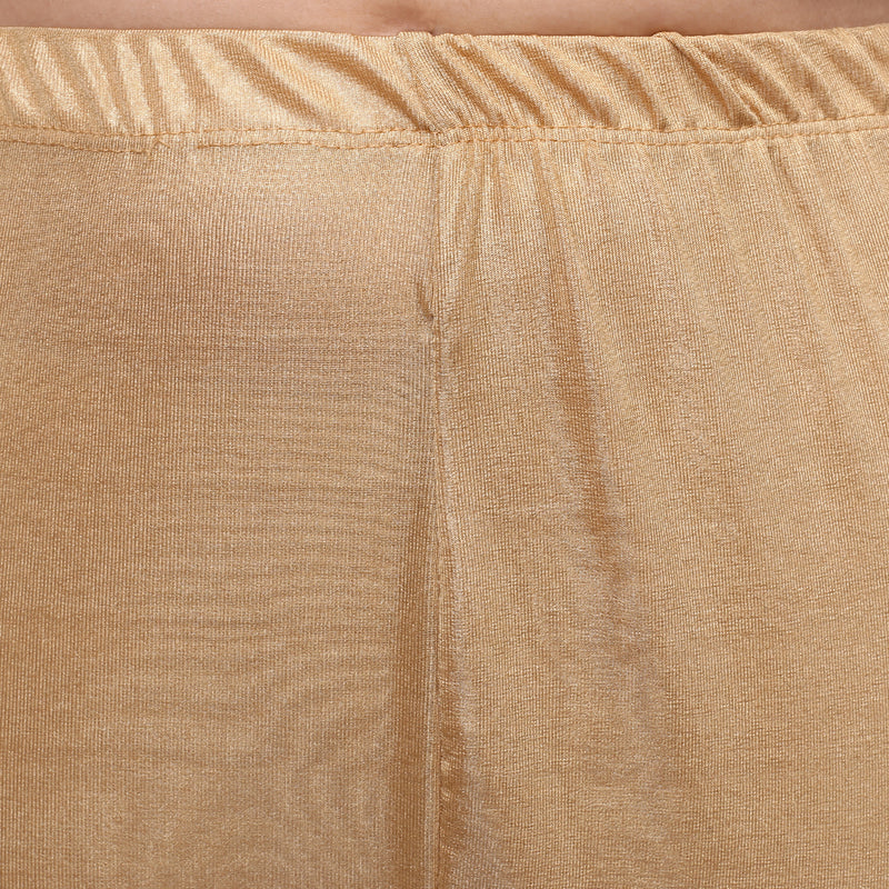 Trasa Women's / Girls Ankle Length Black Shiny Leggings - Golden