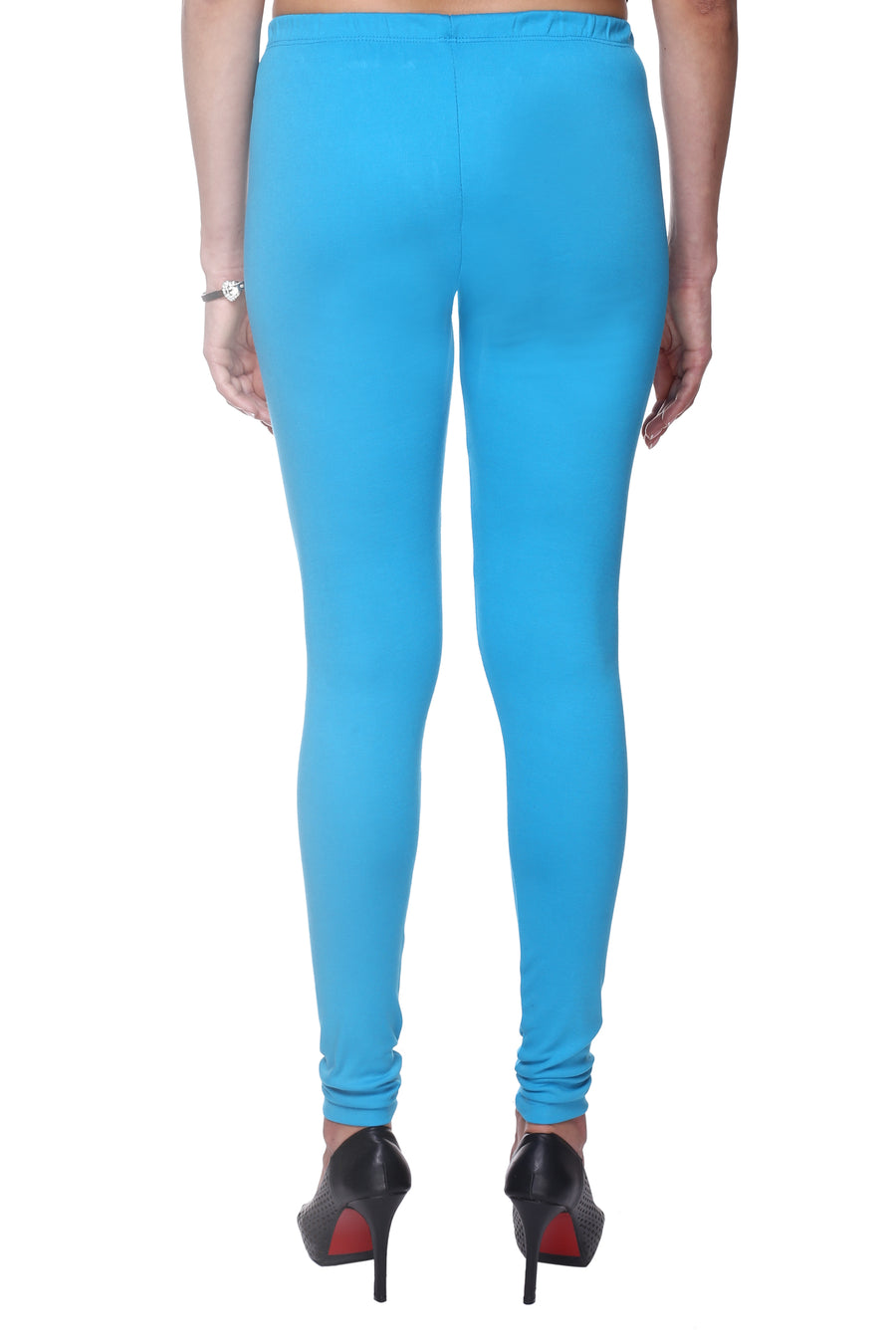 TRASA Women's Cotton Churidar Leggings - Sky Blue