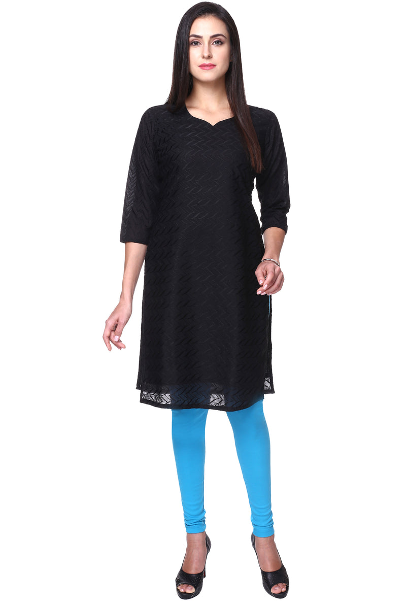 TRASA Women's Cotton Churidar Leggings - Sky Blue