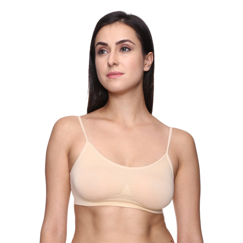 Trasa Non-Padded and Non-Wired Bra for Women and Girls - Black White and Beige