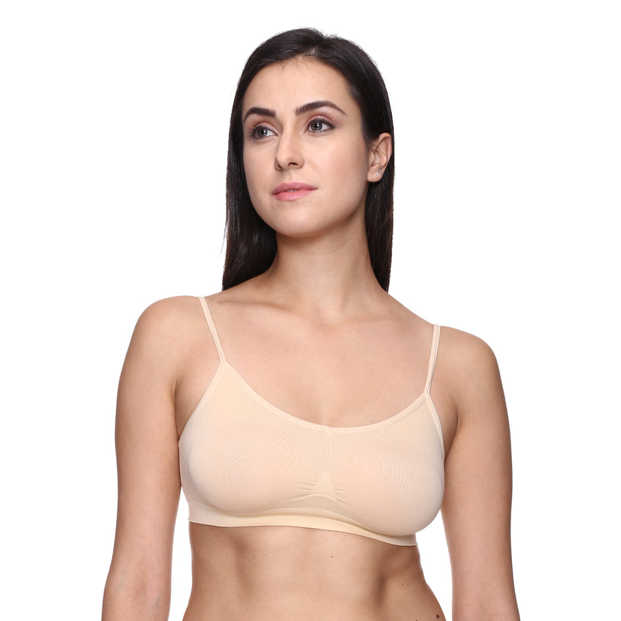 Trasa Non-Padded and Non-Wired Bra for Women and Girls - Black White and Beige