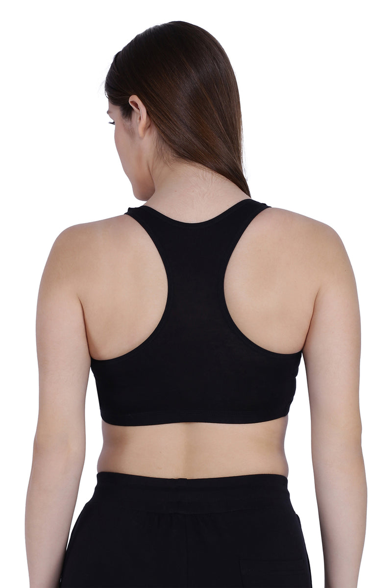 TRASA Sports T Back Shape Non Wired Padded Sports Bra for Women - Black
