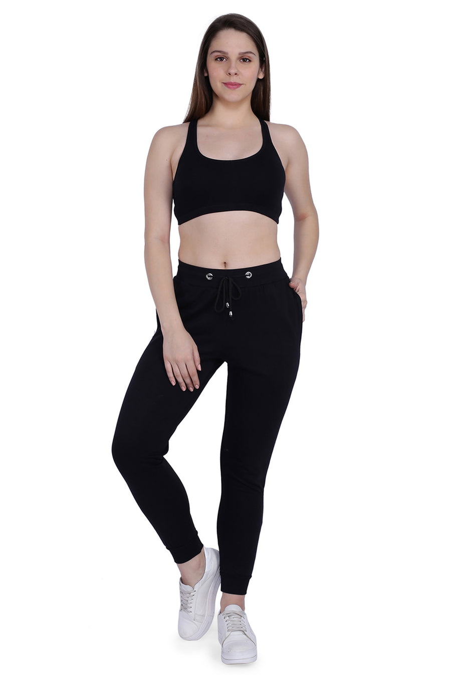 TRASA Sports T Back Shape Non Wired Padded Sports Bra for Women - Black