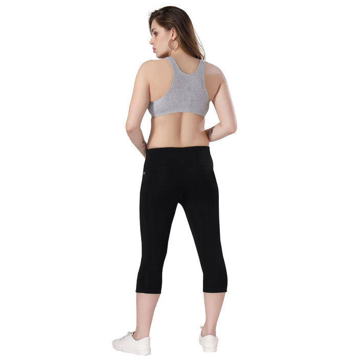 TRASA High Waist Active Yoga Pants for Women's with 2 Pockets - Black