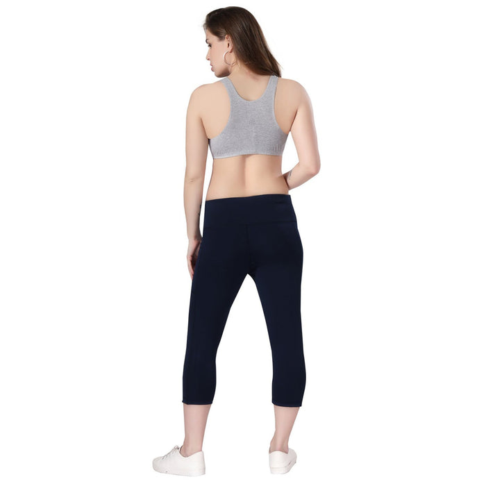 TRASA High Waist Active Yoga Pants for Women's with 2 Pockets - Navy Blue