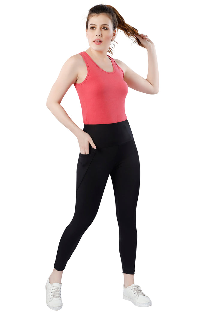 TRASA Bootcut High Waist Yoga Pants with 2 Pocket - Black