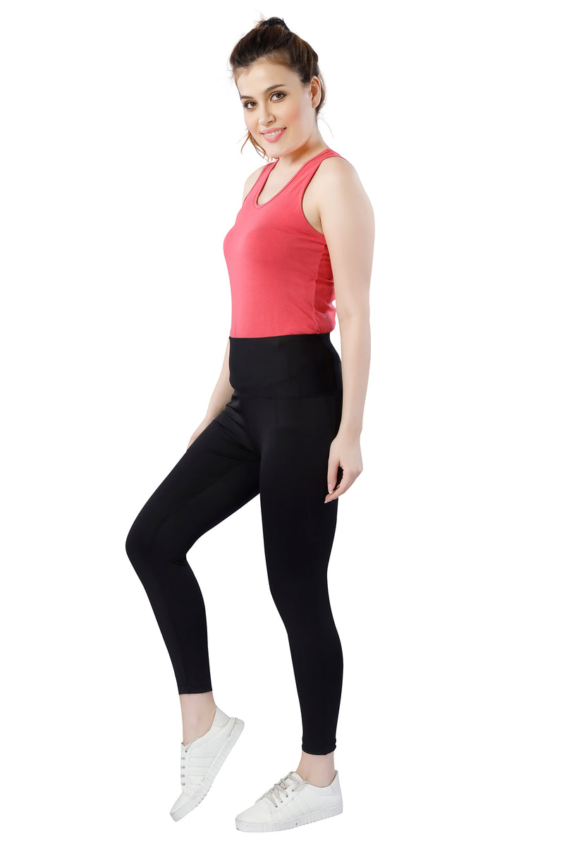 TRASA High Waist Active Yoga Pants for Women's with 2 Pockets - Black