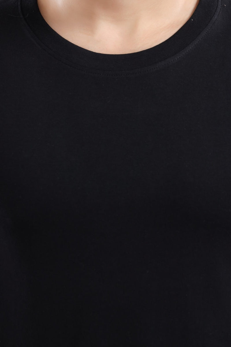 TRASA Men's Ultra Cotton Round Neck Slim Fit Full Sleeve T-Shirt - Black