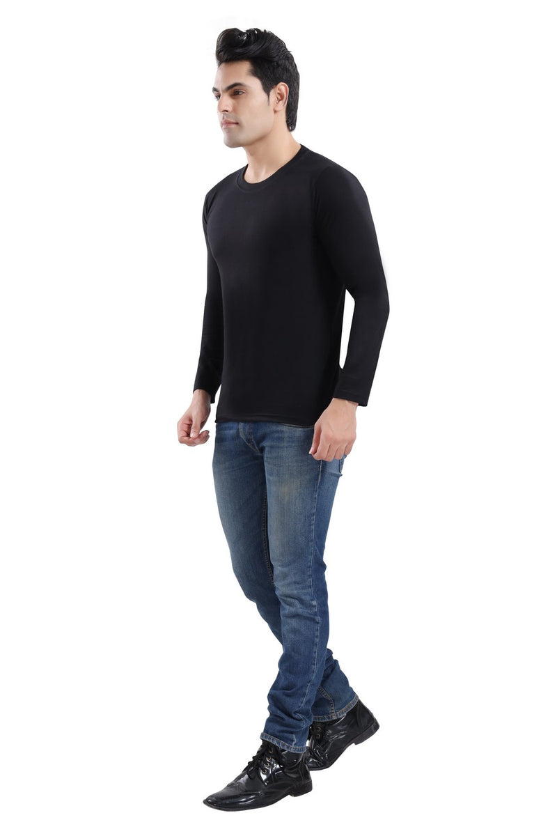 TRASA Men's Ultra Cotton Round Neck Slim Fit Full Sleeve T-Shirt - Black