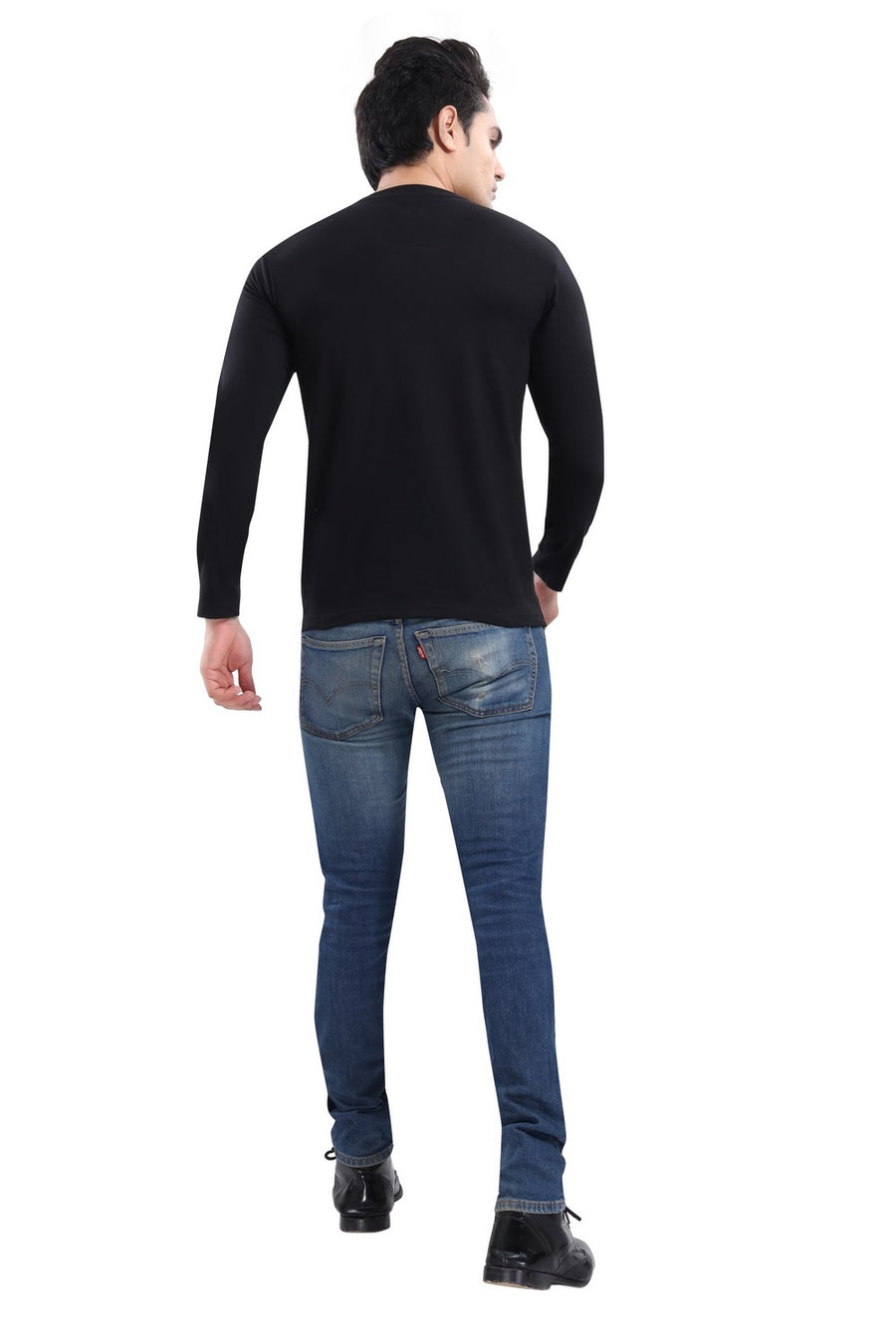 TRASA Men's Ultra Cotton Round Neck Slim Fit Full Sleeve T-Shirt - Black