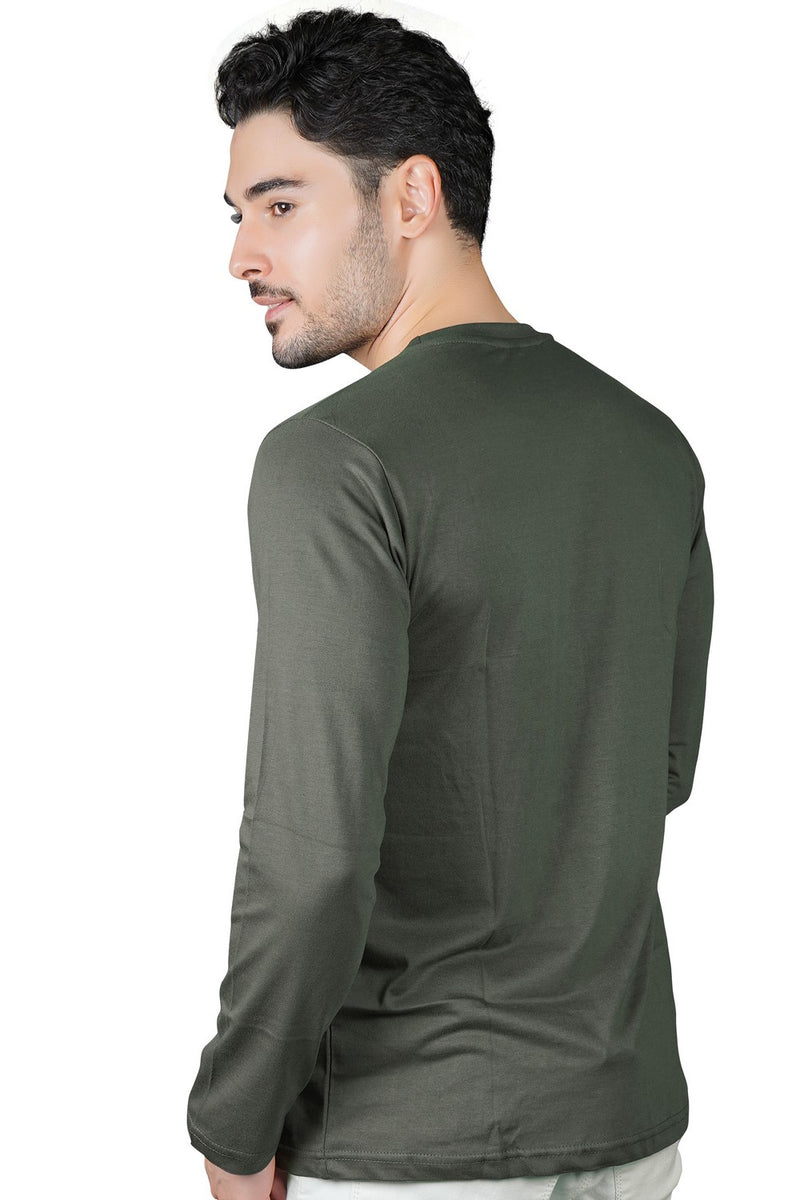 TRASA Men's Ultra Cotton Round Neck Slim Fit Full Sleeve T-Shirt - Grey