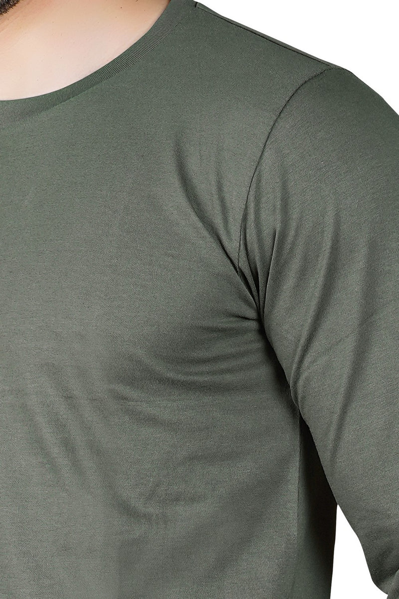 TRASA Men's Ultra Cotton Round Neck Slim Fit Full Sleeve T-Shirt - Grey