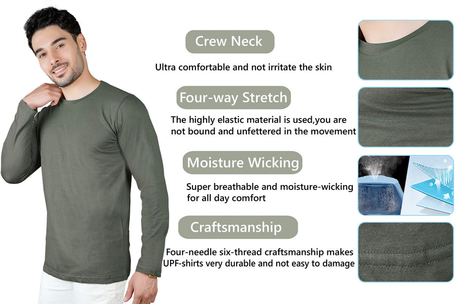 TRASA Men's Ultra Cotton Round Neck Slim Fit Full Sleeve T-Shirt - Grey