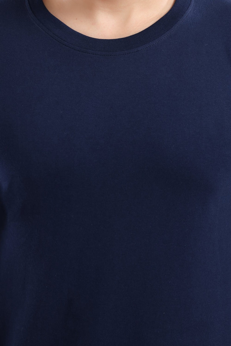 TRASA Men's Ultra Cotton Round Neck Slim Fit Full Sleeve T-Shirt - Navy blue