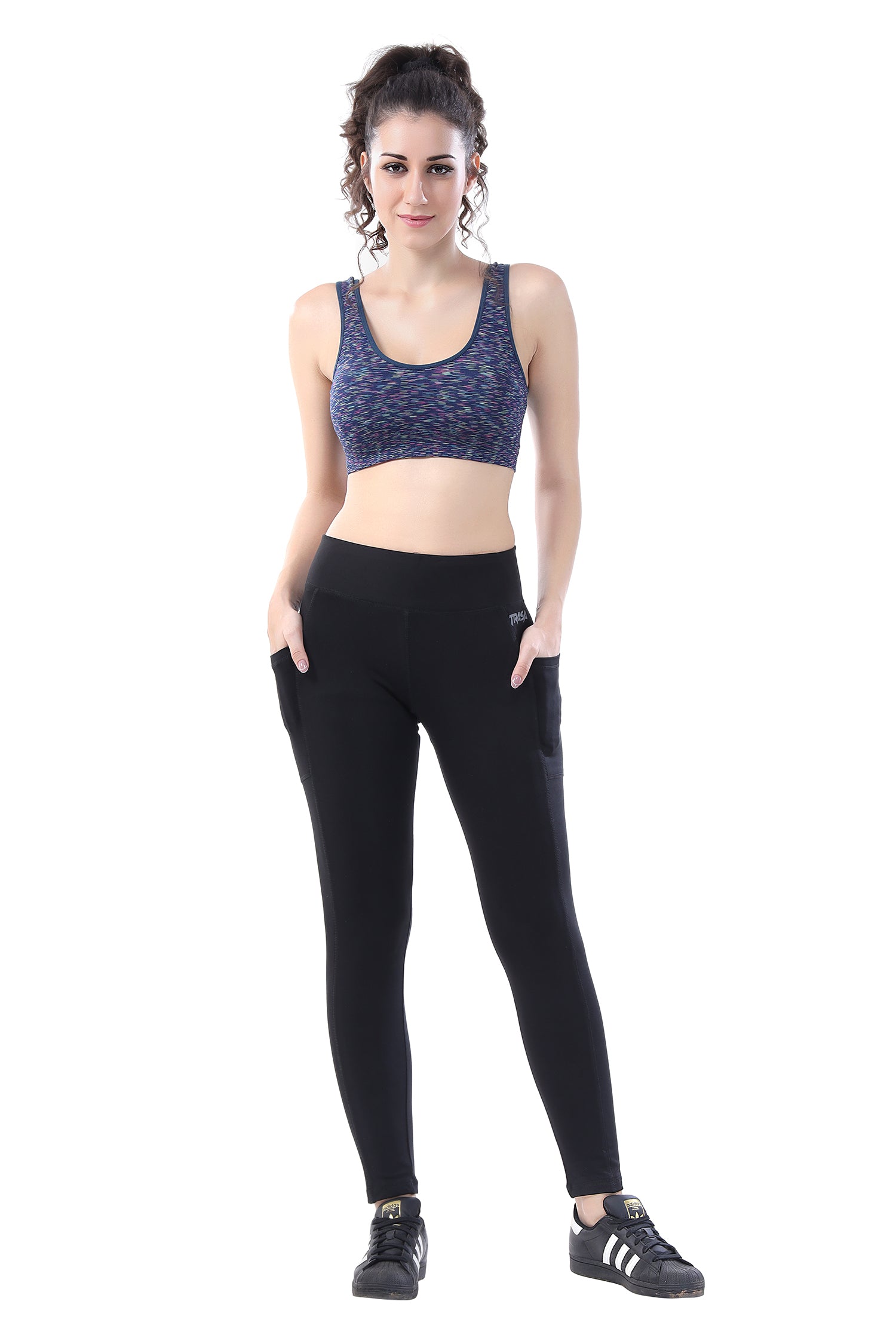 TRASA Active Yoga Pants for Women's Gym High Waist with 3 Pockets- Black