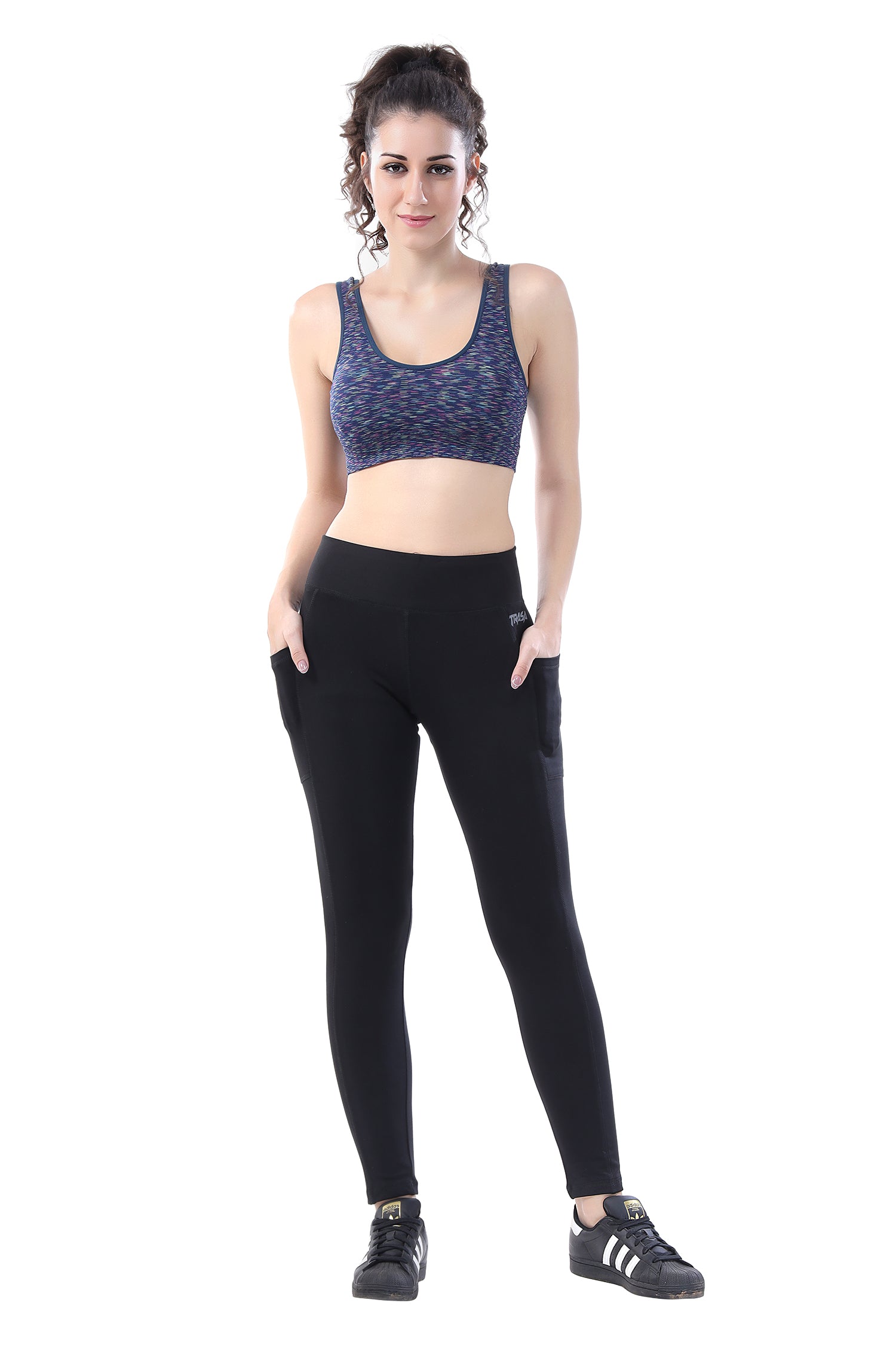 TRASA Active Yoga Pants for Women's Gym High Waist with Pockets- Black