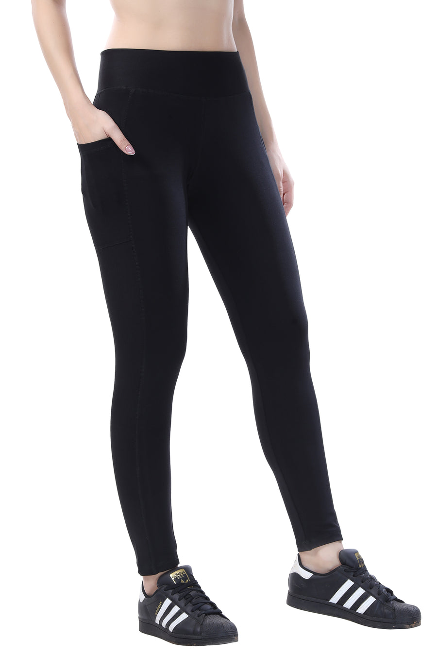 TRASA Active Yoga Pants for Women's Gym High Waist with 3 Pockets- Black