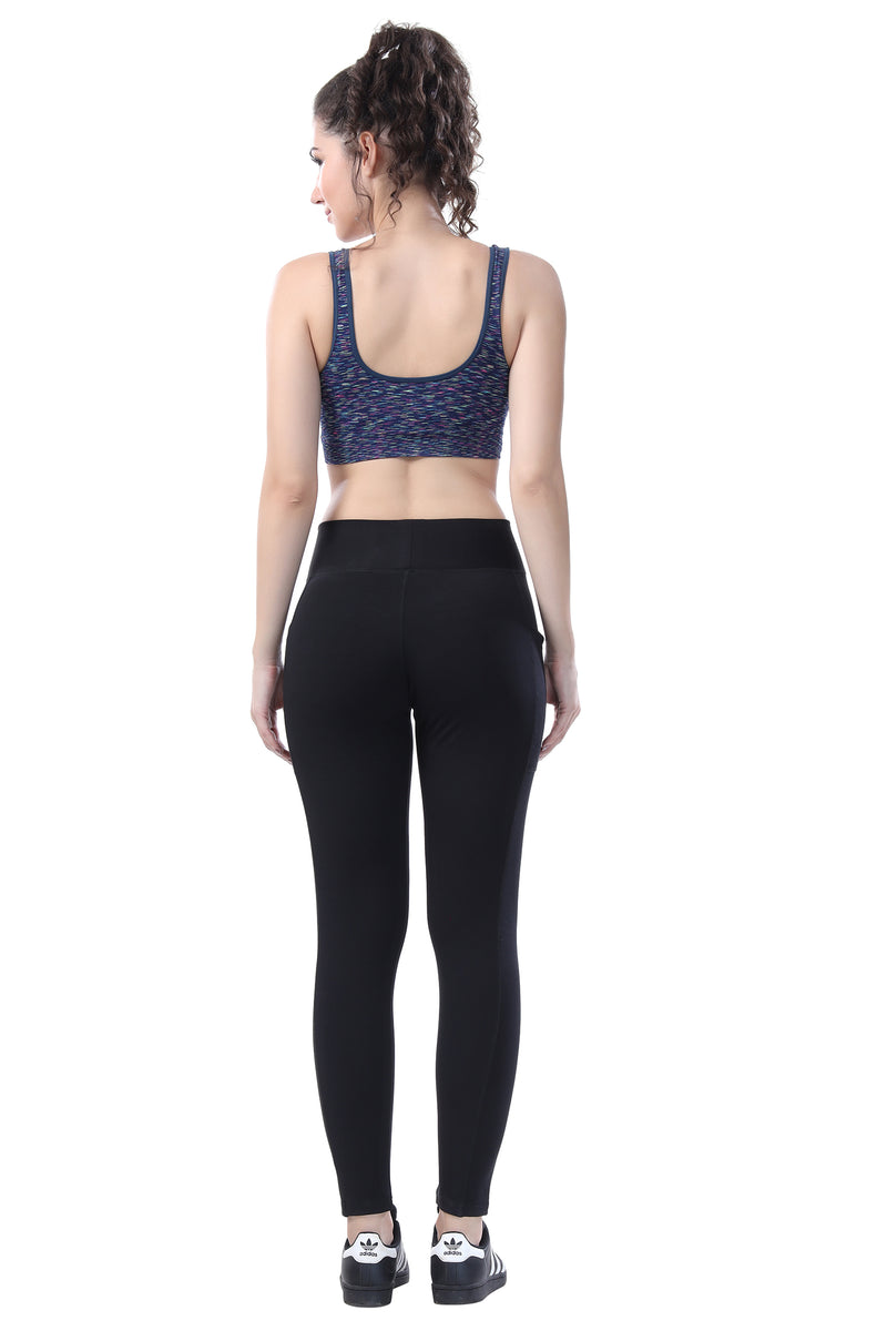TRASA Active Yoga Pants for Women's Gym High Waist with 3 Pockets- Black