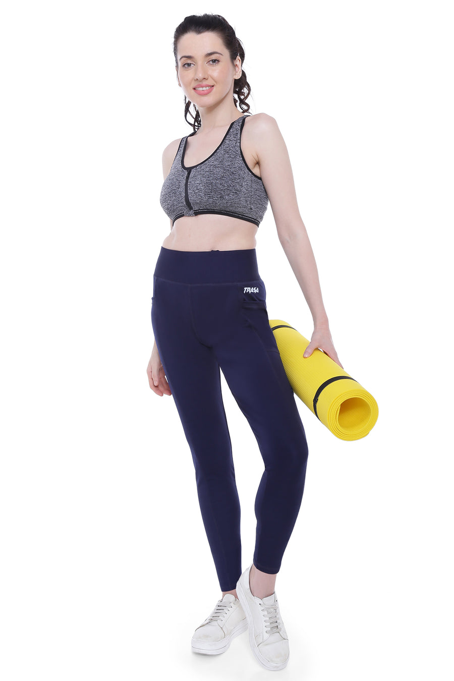 TRASA Active Yoga Pants for Women's Gym High Waist with 3 Pockets-  Navy Blue