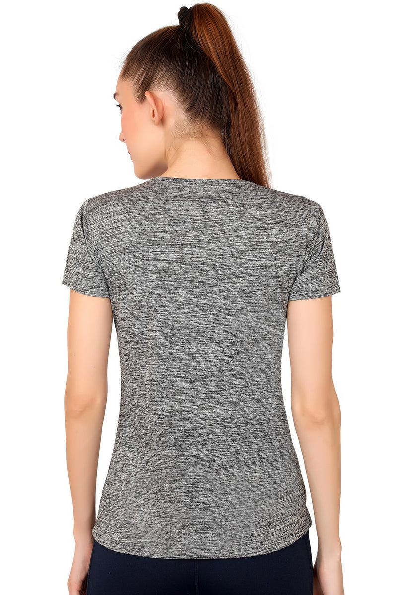 TRASA Women's Gym Sports Western Wear T-Shirt - Grey
