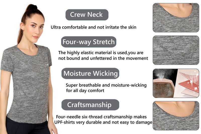 TRASA Women's Gym Sports Western Wear T-Shirt - Grey